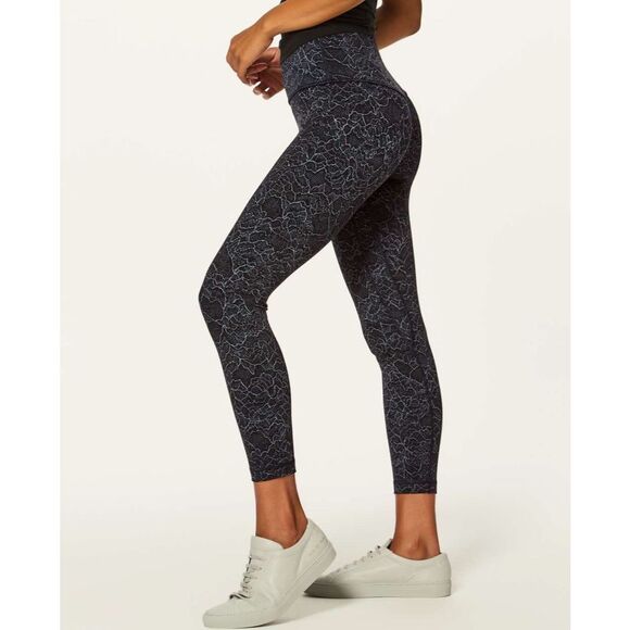 Lululemon Align Pant II (25") Lacescape Dark Cast Black size 4 W5AT4S - Picture 1 of 7